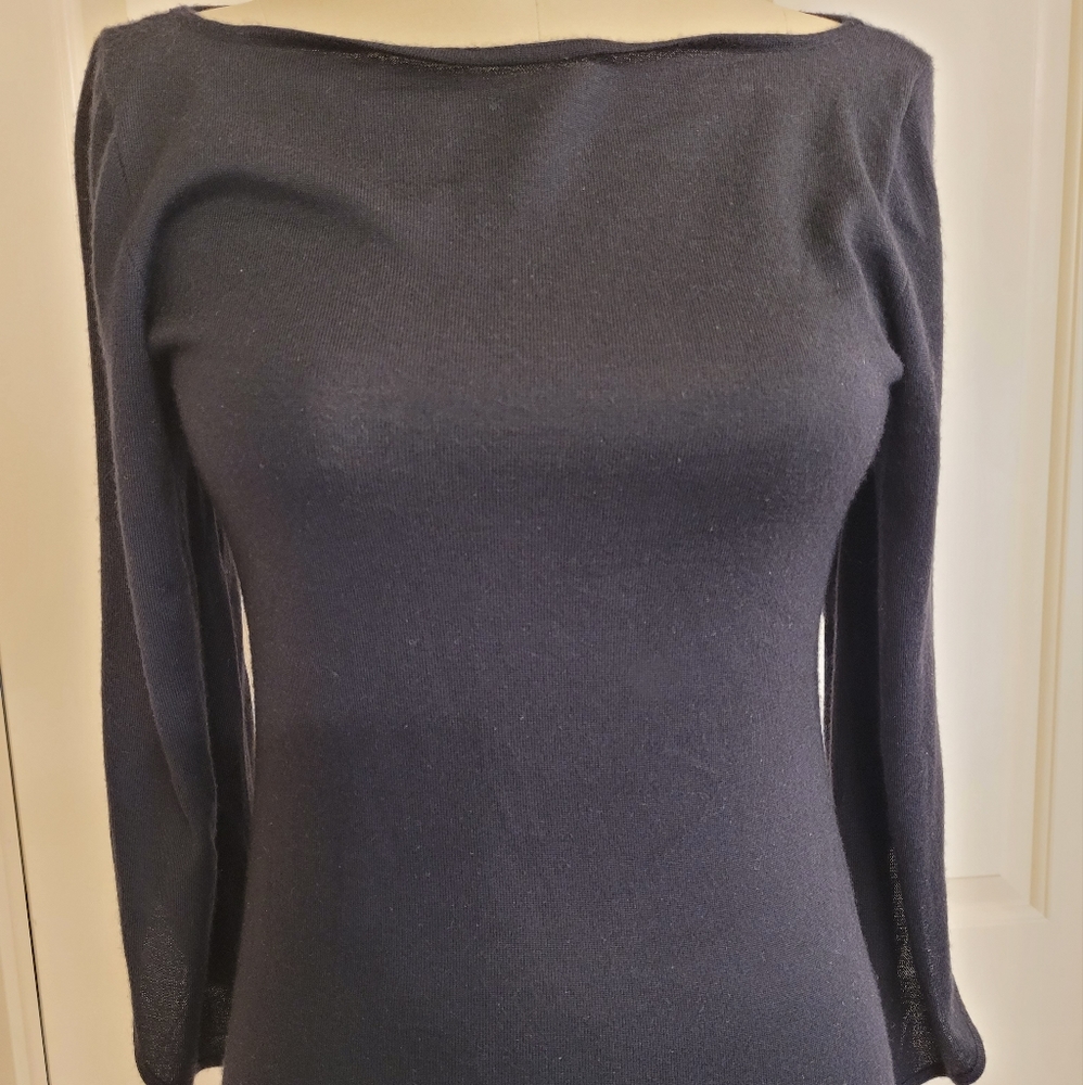 Ralph Lauren Black Label Boat Neck Cashmere Silk Top Size M